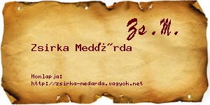 Zsirka Medárda névjegykártya